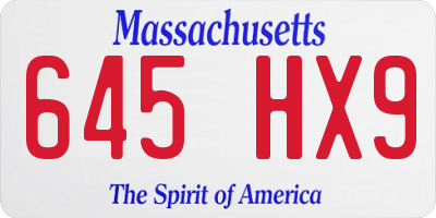 MA license plate 645HX9