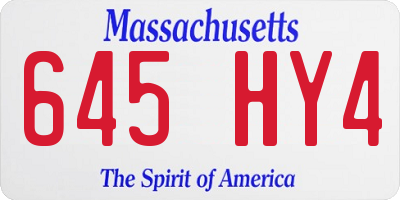 MA license plate 645HY4