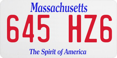 MA license plate 645HZ6