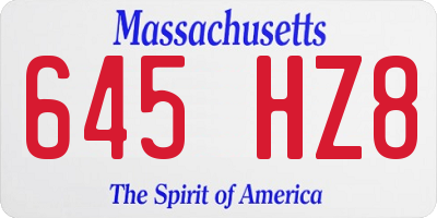 MA license plate 645HZ8