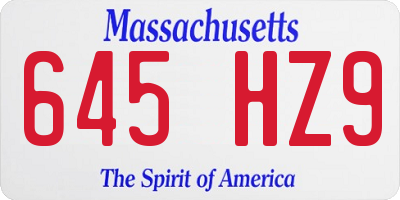 MA license plate 645HZ9