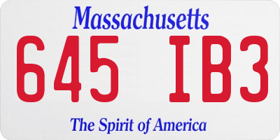 MA license plate 645IB3