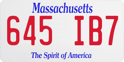 MA license plate 645IB7