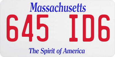 MA license plate 645ID6