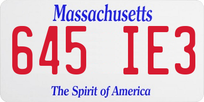 MA license plate 645IE3