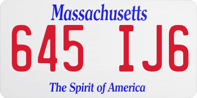 MA license plate 645IJ6