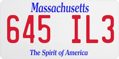 MA license plate 645IL3