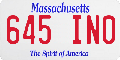 MA license plate 645IN0