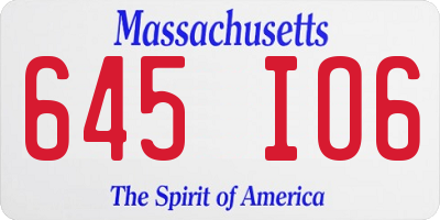 MA license plate 645IO6