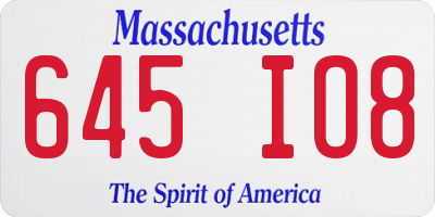 MA license plate 645IO8