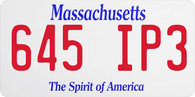 MA license plate 645IP3