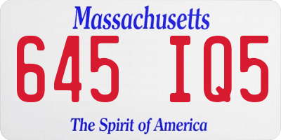 MA license plate 645IQ5