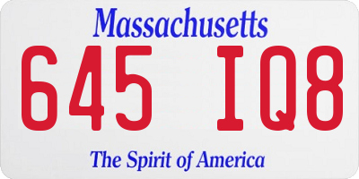 MA license plate 645IQ8