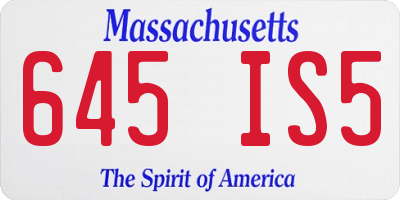 MA license plate 645IS5
