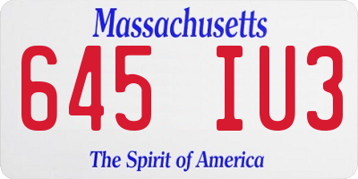MA license plate 645IU3