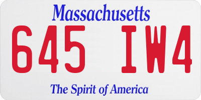 MA license plate 645IW4