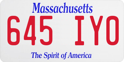 MA license plate 645IY0