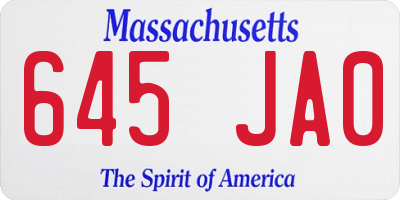 MA license plate 645JA0