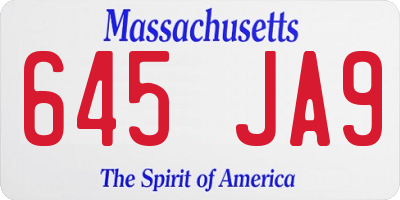 MA license plate 645JA9
