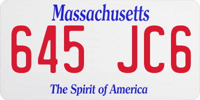 MA license plate 645JC6
