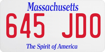 MA license plate 645JD0