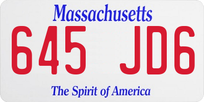 MA license plate 645JD6