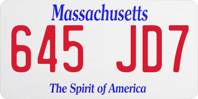 MA license plate 645JD7