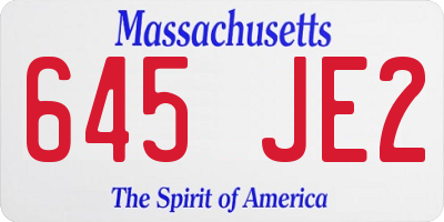 MA license plate 645JE2