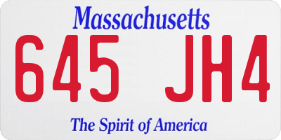 MA license plate 645JH4