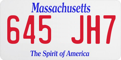 MA license plate 645JH7