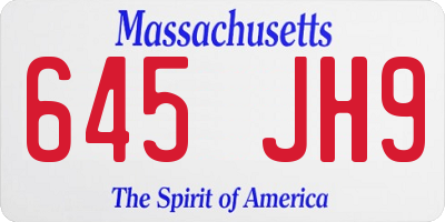 MA license plate 645JH9