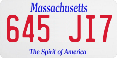 MA license plate 645JI7