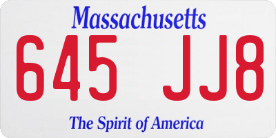 MA license plate 645JJ8