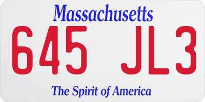 MA license plate 645JL3