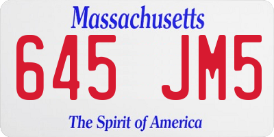 MA license plate 645JM5