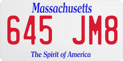 MA license plate 645JM8