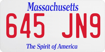 MA license plate 645JN9