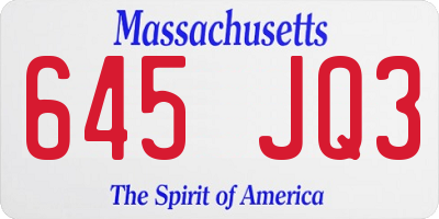MA license plate 645JQ3