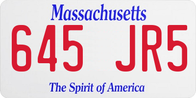 MA license plate 645JR5