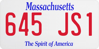 MA license plate 645JS1