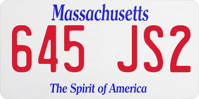 MA license plate 645JS2