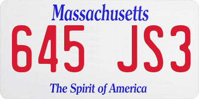 MA license plate 645JS3