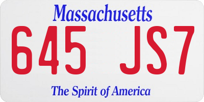 MA license plate 645JS7