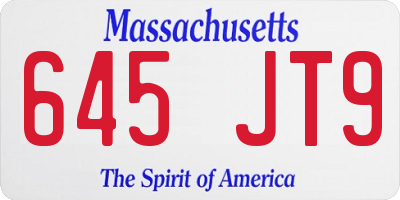 MA license plate 645JT9