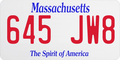 MA license plate 645JW8