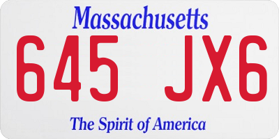 MA license plate 645JX6