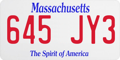 MA license plate 645JY3
