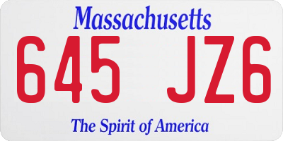 MA license plate 645JZ6