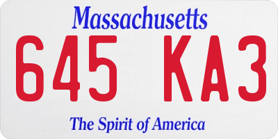 MA license plate 645KA3