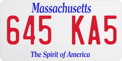 MA license plate 645KA5